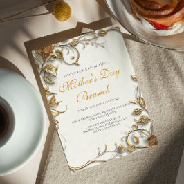 Guld Löv Mors dag Brunch Inbjudningar