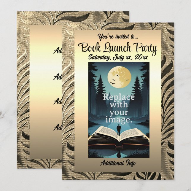 Guld Löv Motif Inbjudningar (Fram/baksida)