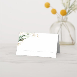 Guld Löv och Eucalyptus Greenery Bröllop Placeringskort