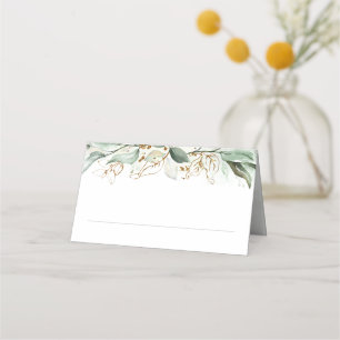 Guld Löv och Eucalyptus Greenery Bröllop Placeringskort