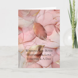 Guld Löv  Rosa Bröllop Kort