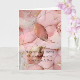Guld Löv Rosa Bröllop Kort