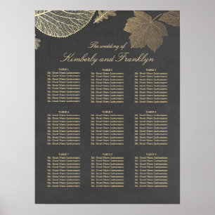 Guld Löv sjunkande sittplatskarta Poster