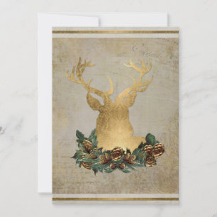 Guld Löv Titta på Hjort Antlers jul Party Inbjudningar