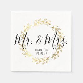 Guld Löv, utandning och svartvitt, Bröllop Pappersservett