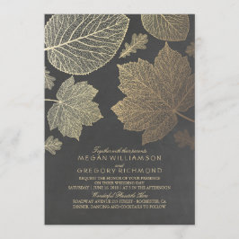 Guld Löv Vintage Rustic Fall Wedding Inbjudningar