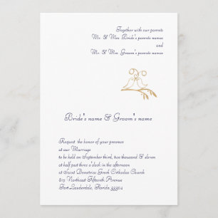 Guld Love birds Inbjudningar