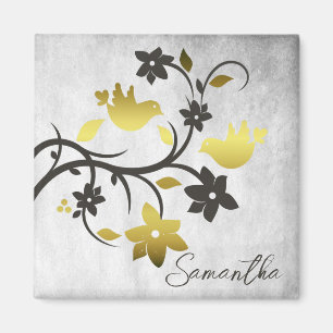 Guld Lovebird Personlig Magnet