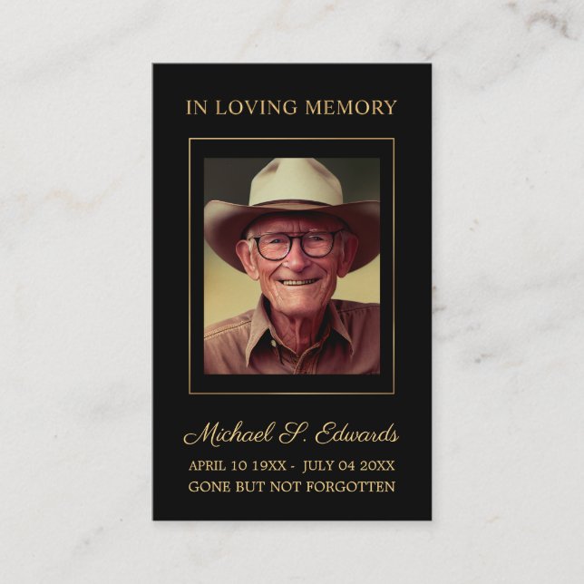 Guld Loving Memory Sympathy Funeral Tack you Card Visitkort (Framsida)