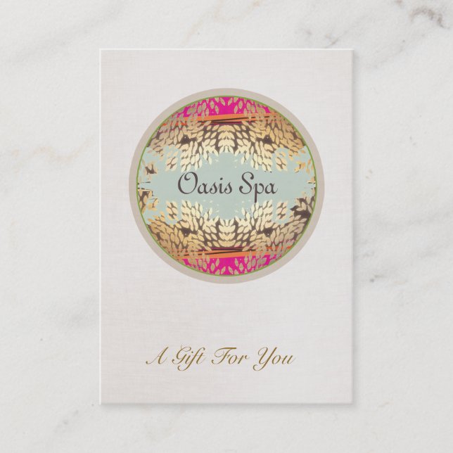 Guld Lövs Beauty Salon and Spa Gift Certificate Rabattkort (Framsida)