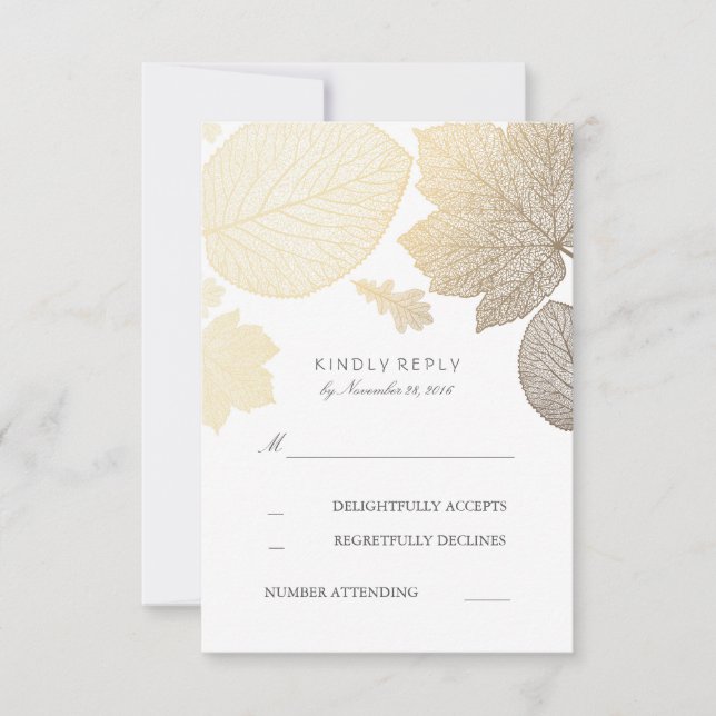 Guld Lövs Fall Wedding OSA kort (Framsida)