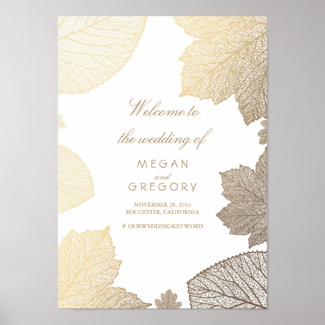 Guld Lövs Fall Wedding Welcome Poster (Framsidan)