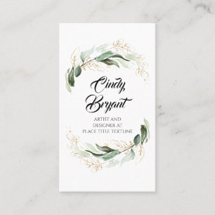 Guld Lövs och Eucalyptus Grey Elegant Modern Visitkort