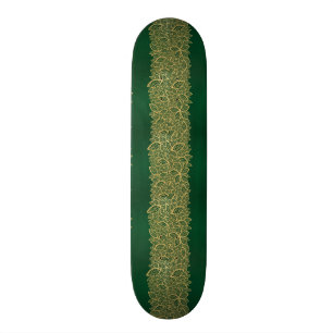 Guld- lövsnöre på grön bakgrund skateboard bräda 20,5 cm