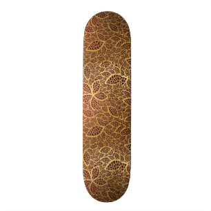 Guld- lövsnöre på röd bakgrund skateboard bräda 21,5 cm