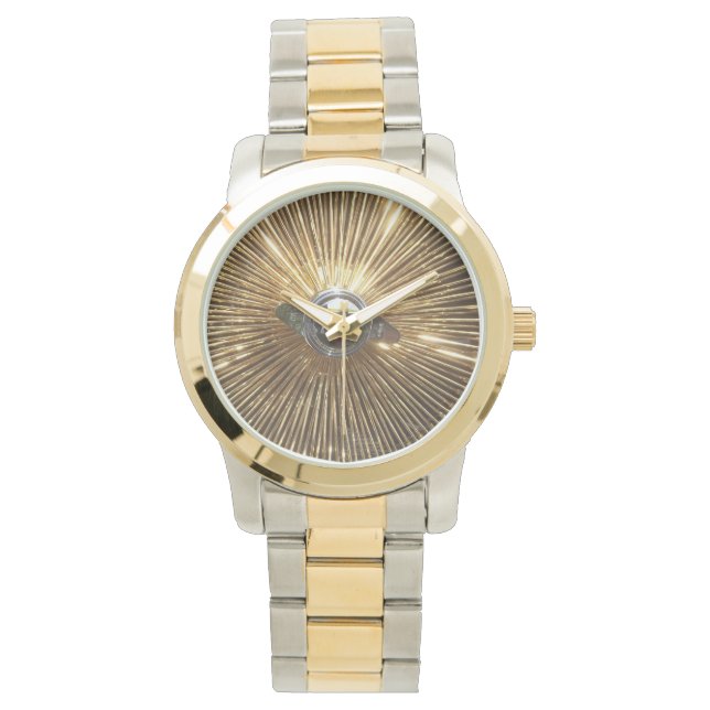 Guld Lowrider Spokes Wire Hjul Watch Armbandsur (Framsida)