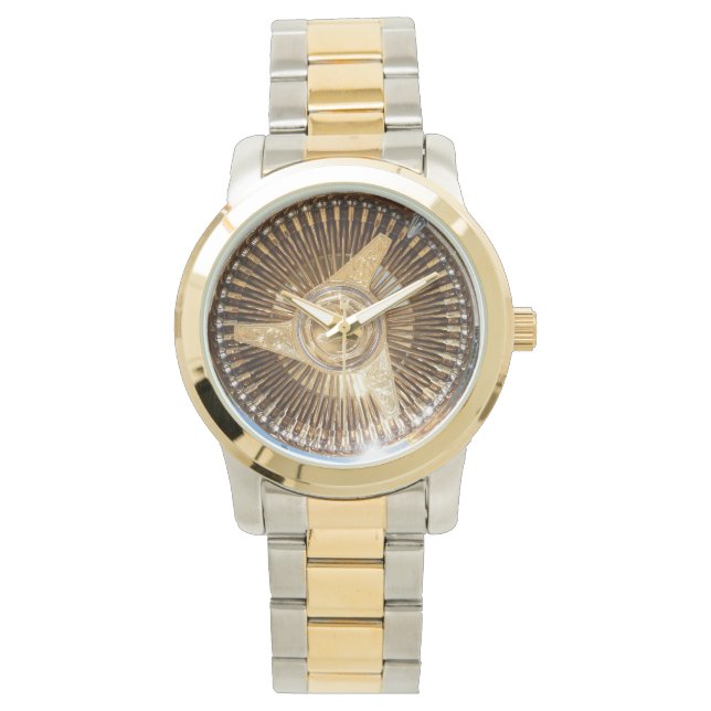 Guld Lowrider Wire Hjul Watch Armbandsur (Framsida)