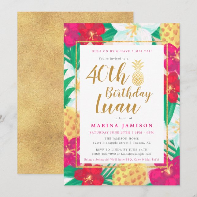 Guld Luau-festinvitationer Inbjudningar (Fram/baksida)
