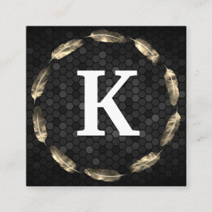 Guld luddercirkel Geometric Mönster Monogram Fyrkantigt Visitkort