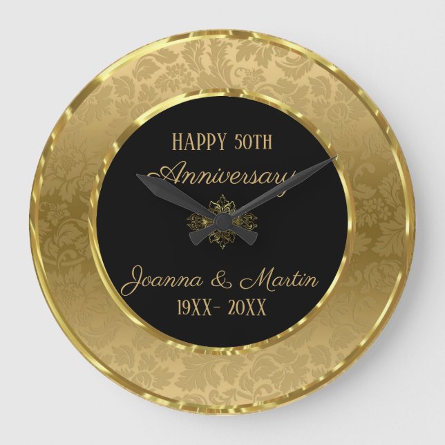 Guld- lutningdamast och virvlar runt stor klocka (Framsida)