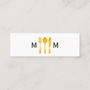 Guld Luxe Food Utensils Monogram Mini Visitkort