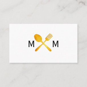 Guld Luxe Food Utensils Monogram Visitkort