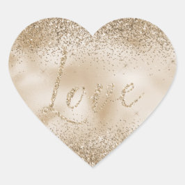 Guld Luxe Glitter Kärlek Hjärtformat Klistermärke