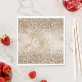 Guld Luxe Glitter Kärlek Pappersservett