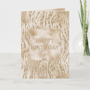 Guld Luxe Glitter Zebra tryck födelsedag Kort