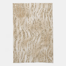 Guld Luxe Glitter Zebra tryck         Kökshandduk