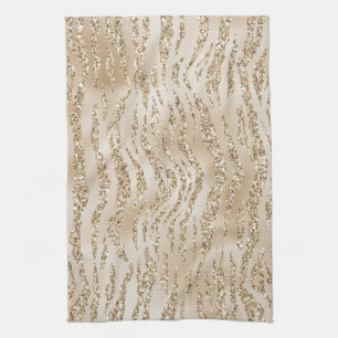 Guld Luxe Glitter Zebra tryck Kökshandduk