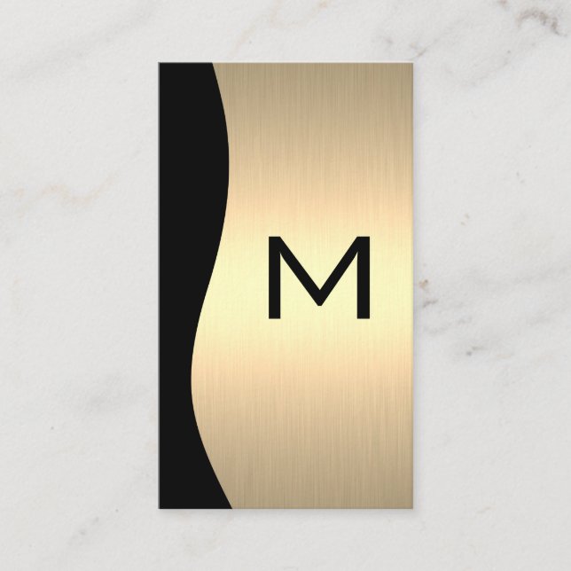 Guld Luxe Monogram | Metallisk Visitkort (Framsida)