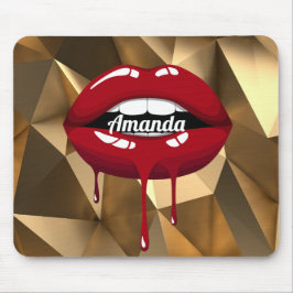 Guld Luxury Beauty Glamor Red Drip Läppar Musmatta