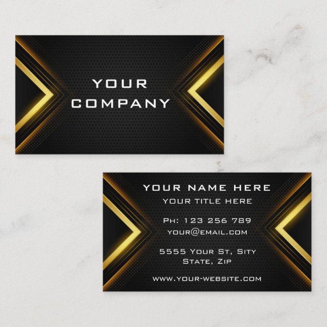 Guld Luxury Black Professionell Affärskort Visitkort (Fram/baksida)