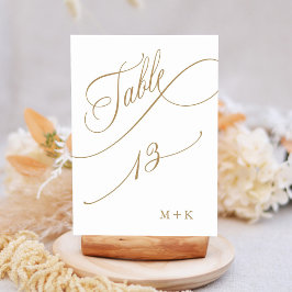 Guld Luxury Calligraphy Bröllop Number 13, Bordsnummer