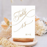 Guld Luxury Calligraphy Bröllop Number 15, Bordsnummer<br><div class="desc">Bord 15. Kontrollera alla tillgängliga nummer. | bordsnummer mellan lyx och elegant med bröllop och initialer. Om du vill ha en mer avancerad anpassning av den här designen klickar du på BLUE DESIGN VERKTYG ovan!</div>