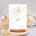 Guld Luxury Calligraphy Bröllop Number 20. Bordsnummer<br><div class="desc">Bord 20. Kontrollera alla tillgängliga nummer. | bordsnummer mellan lyx och elegant med bröllop och initialer. Om du vill ha en mer avancerad anpassning av den här designen klickar du på BLUE DESIGN VERKTYG ovan!</div>