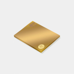 Guld Luxury Monogram V Post-it Block