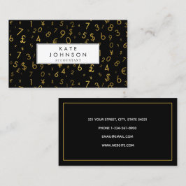 Guld Luxury Number & Currency Symbols Accountant Visitkort