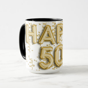 Guld Lycklig 50:e födelsedagen Mugg