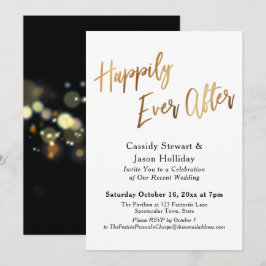 Guld Lyckligt Alltid Efter Bokeh Svart Bakre Motta Inbjudningar