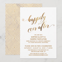 Guld Lyckligt Alltid Efter Bröllopsfirande Inbjudningar