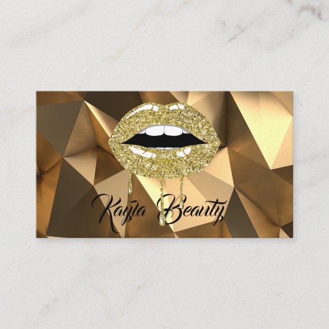 Guld Lyx Glam Glitter Drip Lackerande Läppstift Ma Visitkort (Framsida)