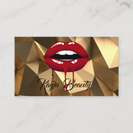 Guld Lyx Glam Röda Läppstift Makeup Visitkort