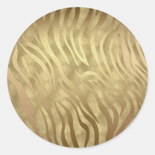 Guld Lyx Luksuriös Sebra Djungel Safari Glamour Runt Klistermärke