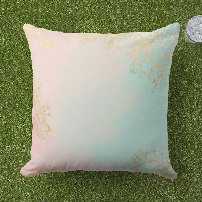 Guld Lyx Modern Rosabruten Mjuk Mint Kollektion Kudde (Gräs)