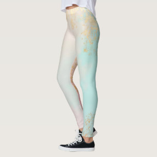 Guld Lyx Modern Rosenskär Mjuk Mint Kollektion Leggings