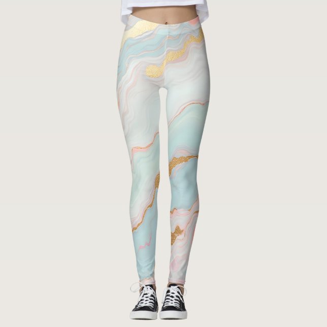Guld Lyx Populär Rosafärgad Mint Kollektion Leggings (Framsida)