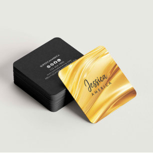 Guld Lyxig Modern minimalistisk professionell Fyrkantigt Visitkort