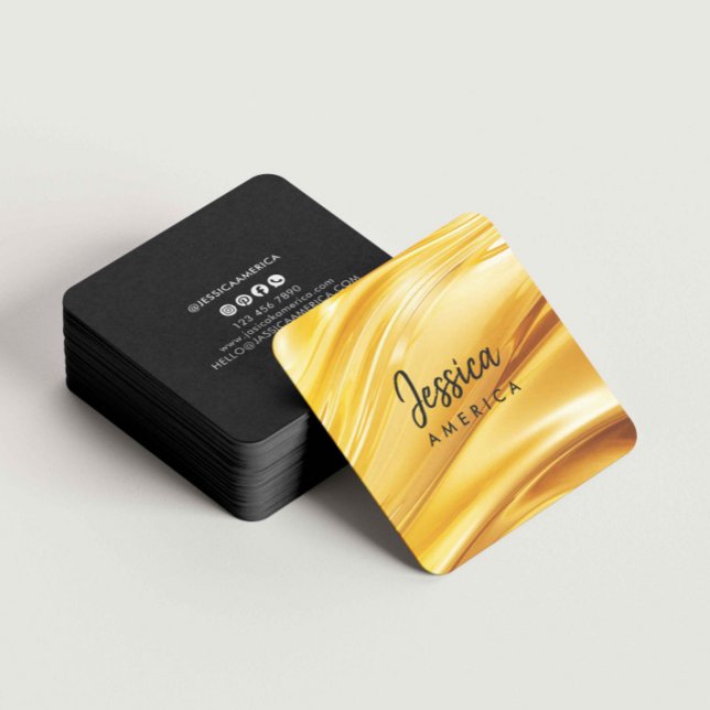 Guld Lyxig Modern minimalistisk professionell Fyrkantigt Visitkort (Skapare uppladdad)